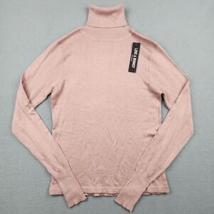 Love & Whimsy Sweater Womens Small Pink Turtleneck Lightweight Pullover Knit